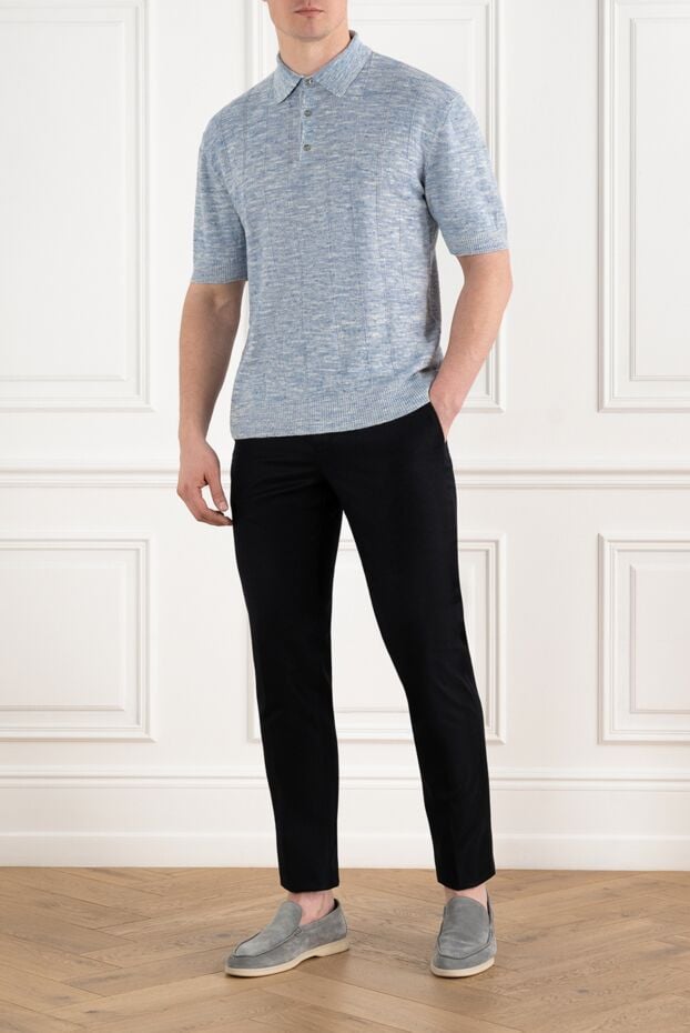 Loro Piana men's blue carlo trousers made of wool and cashmere 186359 - photo 2
