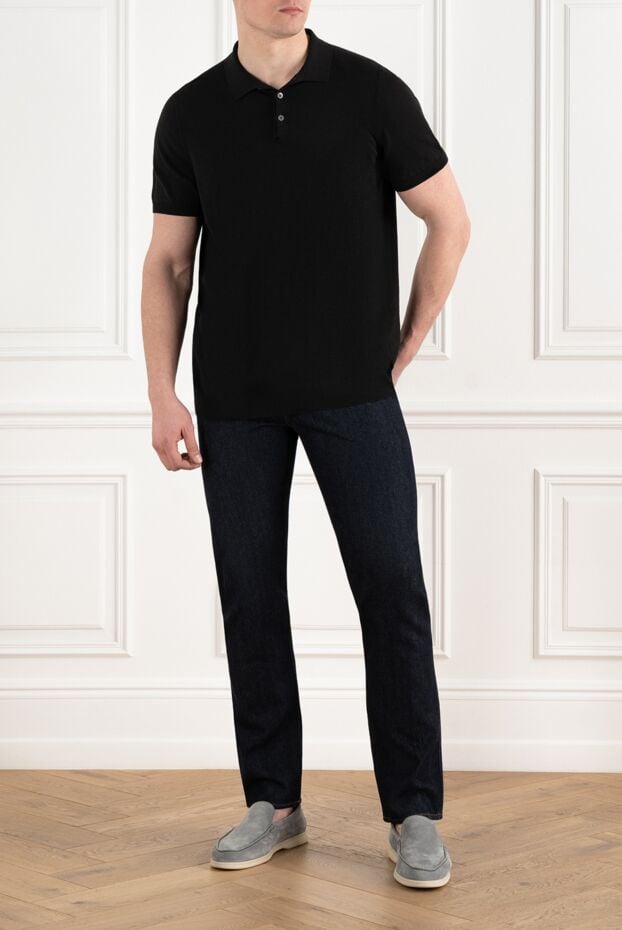 Dalmine black basic knit polo with short sleeves and a classic turn-down collar (markdown) 195796 - photo 2