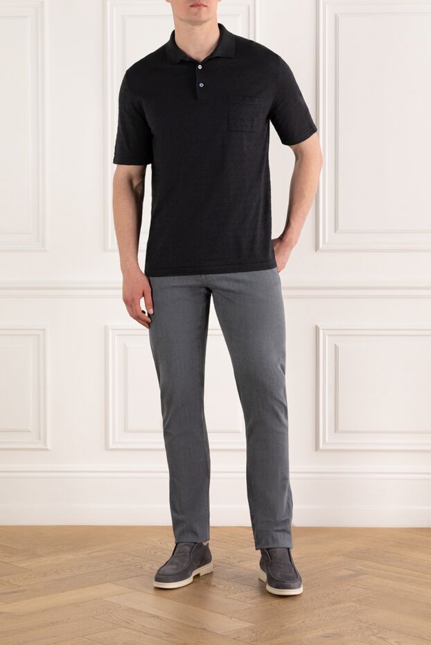 Kiton black cotton polo shirt with a neat chest pocket 186409 - photo 2