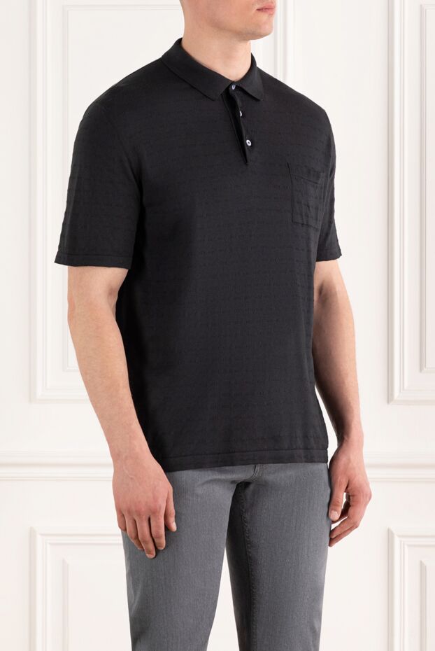 Kiton black cotton polo shirt with a neat chest pocket 186409 - photo 3