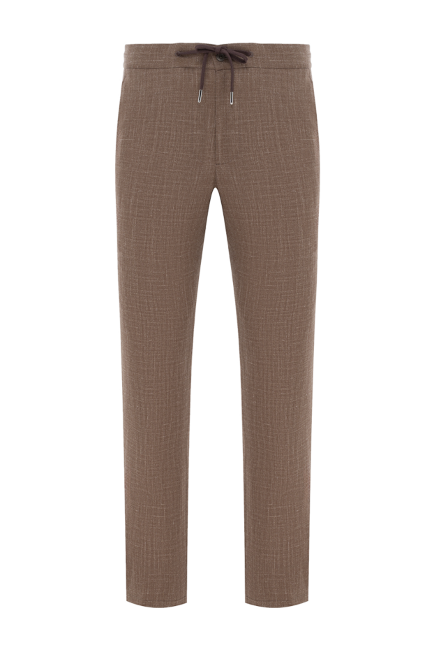 Cesare di Napoli men's brown trousers made of natural fabric with a tie 186437 - photo 1