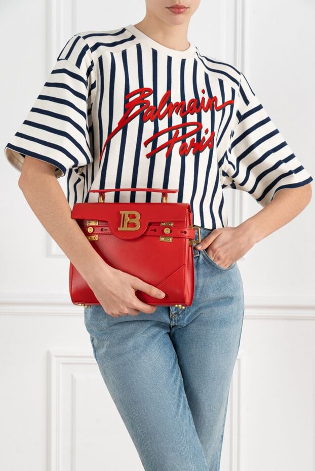 Balmain сумка b-buzz 23 из гладкой кожи красная женская 186465 - фото 2