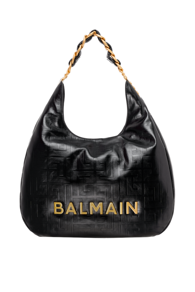 Balmain большая мягкая сумка-хобо из мятой телячьей кожи 186476 - фото 1