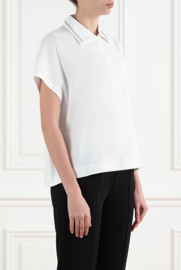 D.Exterior women's white polo with a stripe on the collar 186494 - photo 3