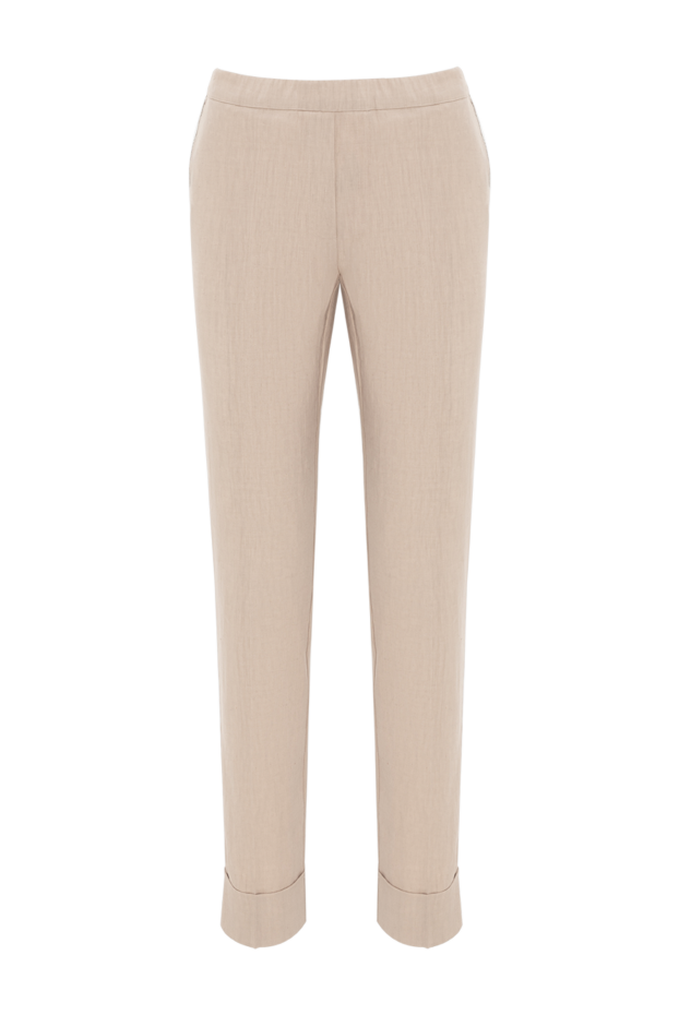 D.Exterior women's beige trousers made of linen and elastane 186500 - photo 1