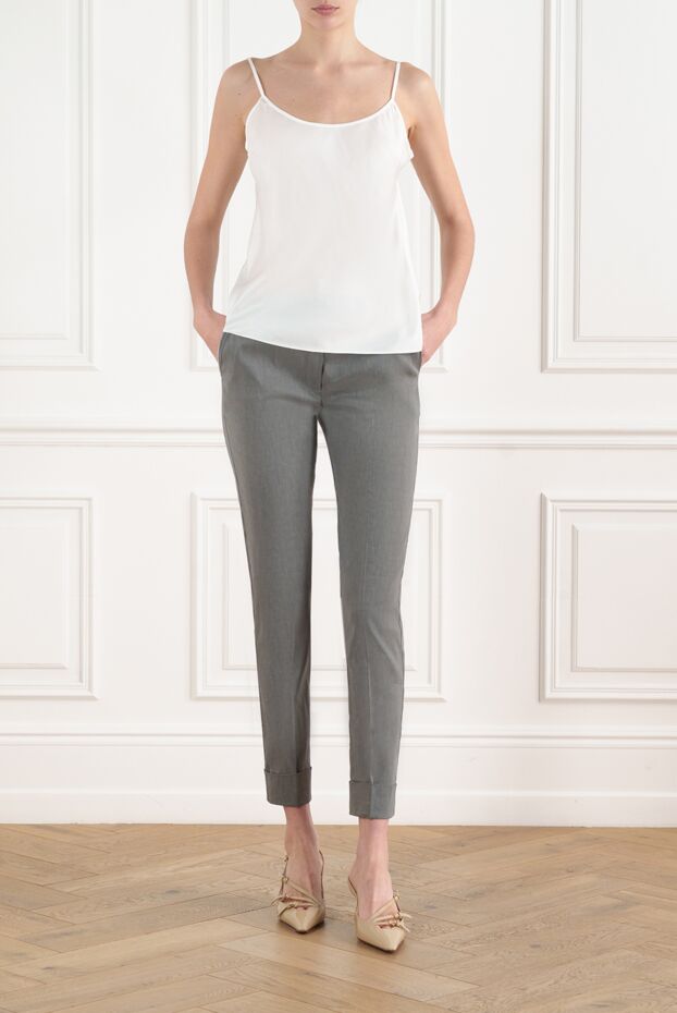 D.Exterior women's gray trousers made of linen and elastane 186501 - photo 2