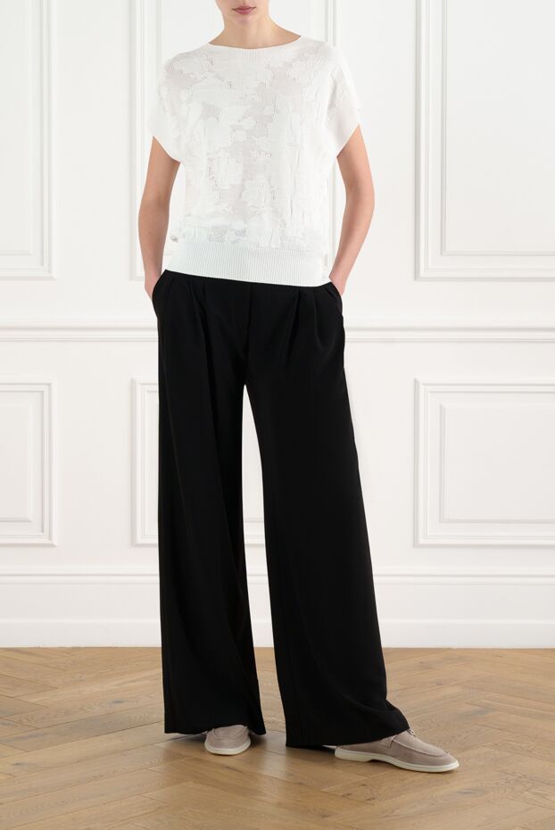 D.Exterior women's black wide trousers with elastic waist 186508 - photo 2