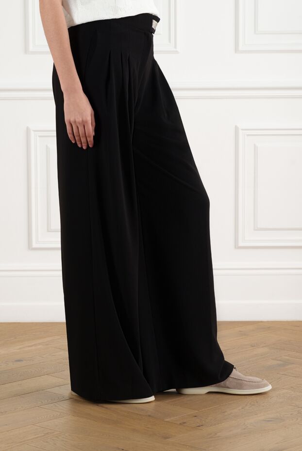 D.Exterior women's black wide trousers with elastic waist 186508 - photo 3