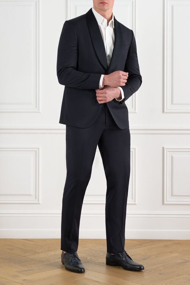 Corneliani темно-синій чоловічий костюм із вовни 186560 - фото 3