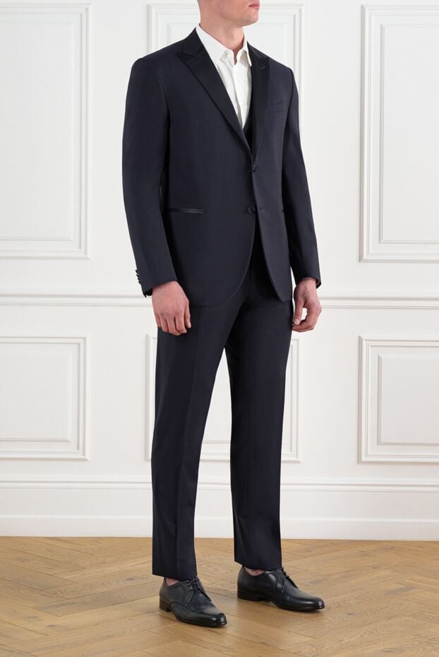 Blue men's wool tuxedo - photo 2
