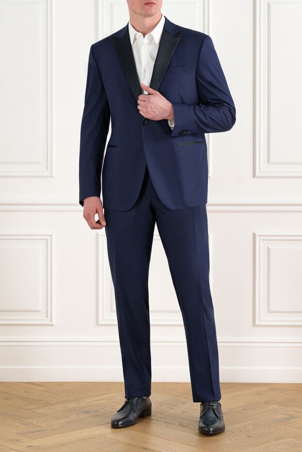 Corneliani чоловічий синій смокінг із шовку 186564 - фото 2