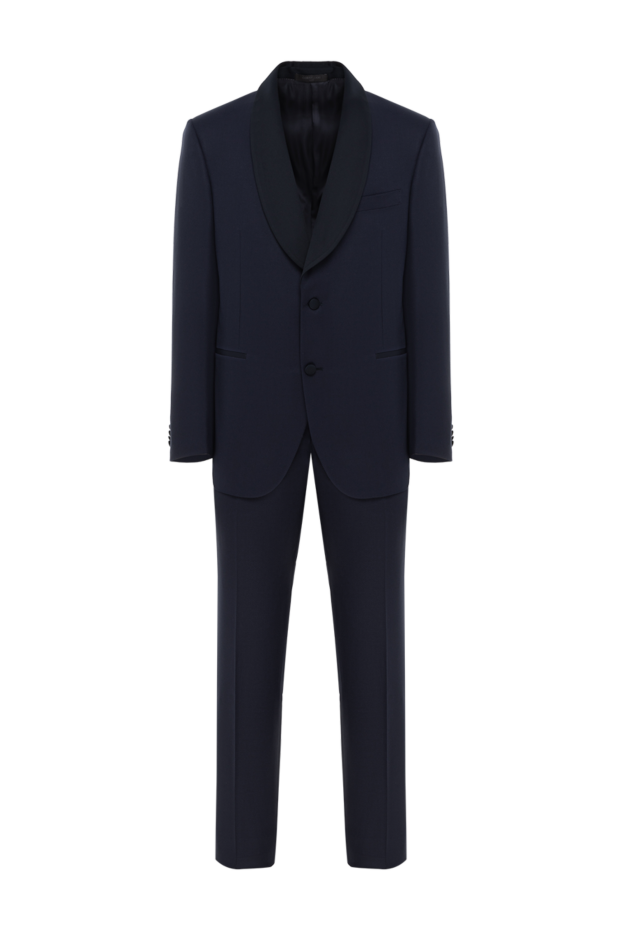 Corneliani чоловічий синій костюм з вовни та шовку 186567 - фото 1