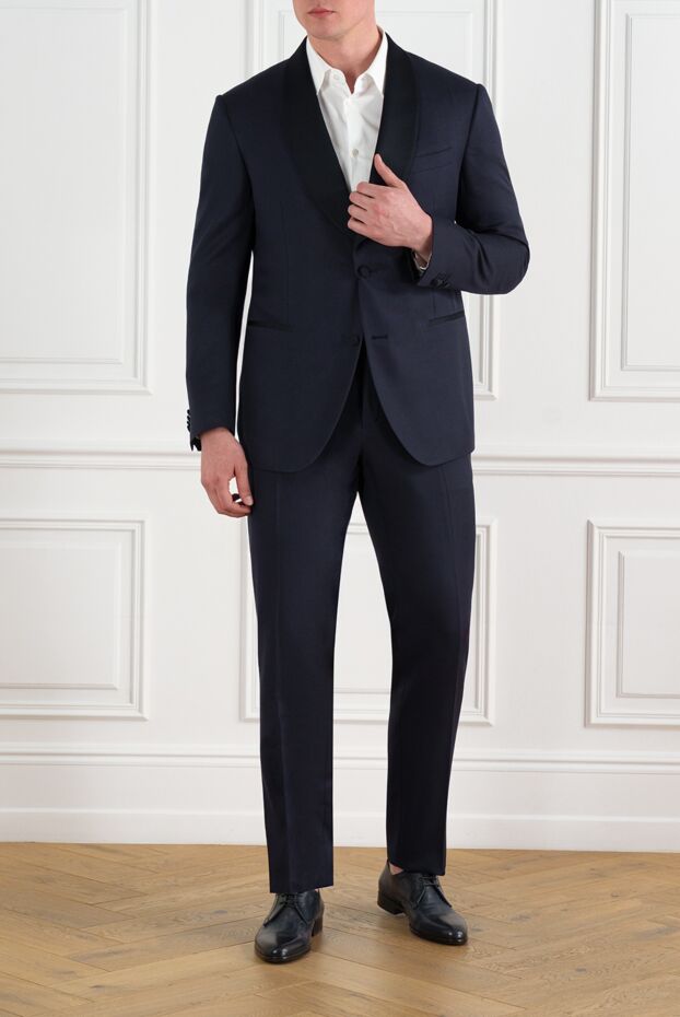 Corneliani чоловічий синій костюм з вовни та шовку 186567 - фото 2