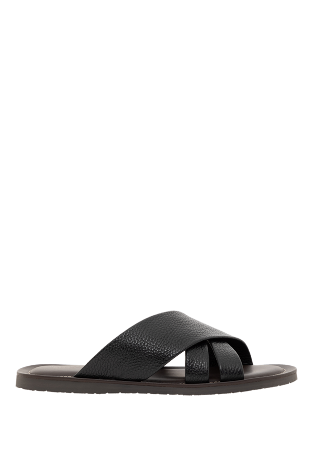 Corneliani men's black leather flip-flops 186578 - photo 1