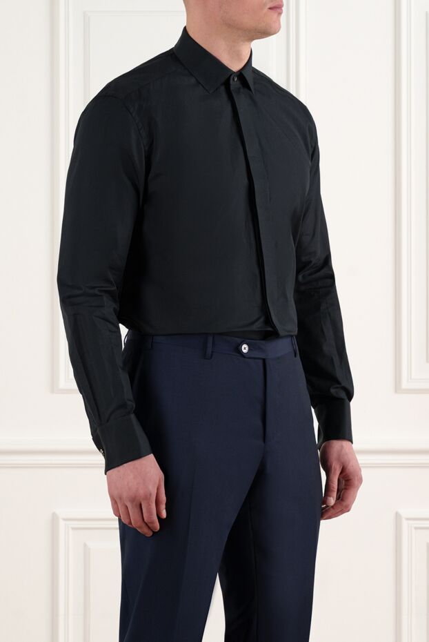 Corneliani men's shirt with hidden buttons, black 186587 - photo 3