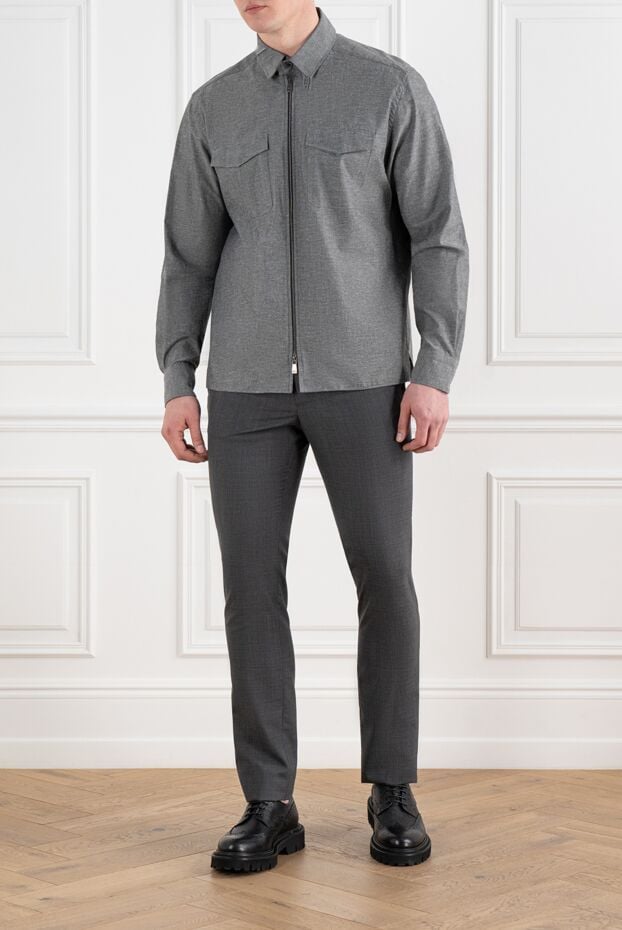 Corneliani gray zip-up shirt with cotton pockets 186589 - photo 2