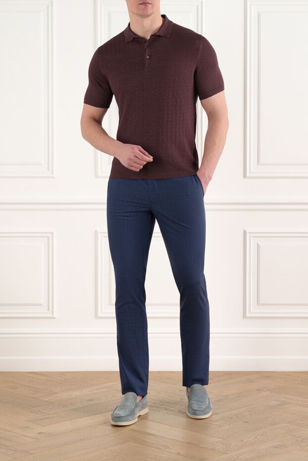 Corneliani men's burgundy linen polo shirt 186598 - photo 2