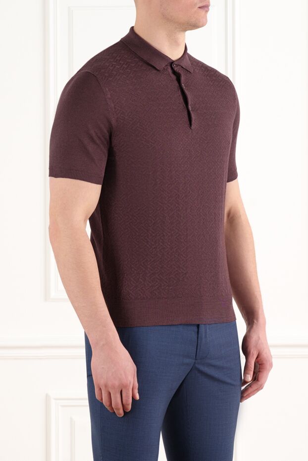 Corneliani men's burgundy linen polo shirt 186598 - photo 3