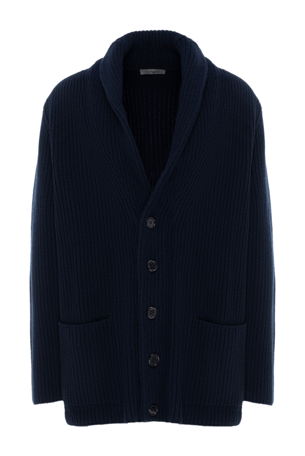 Corneliani вовняний кардиган чоловічий синій на гудзиках 186608 - фото 1