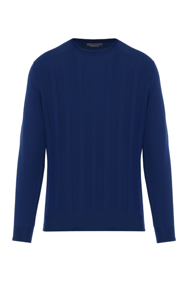 Corneliani темно-синій вовняний чоловічий джемпер в смужку 186612 - фото 1