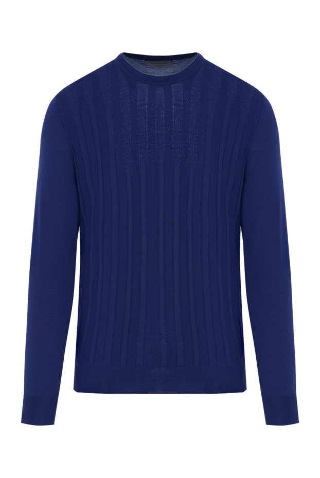 Corneliani вовняний джемпер чоловічий синій у смужку 186624 - фото 1