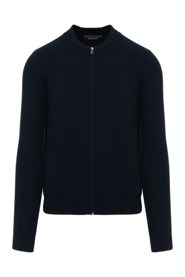 Corneliani men's cardigan with zipper, blue, silk and cotton 186627 - photo 1