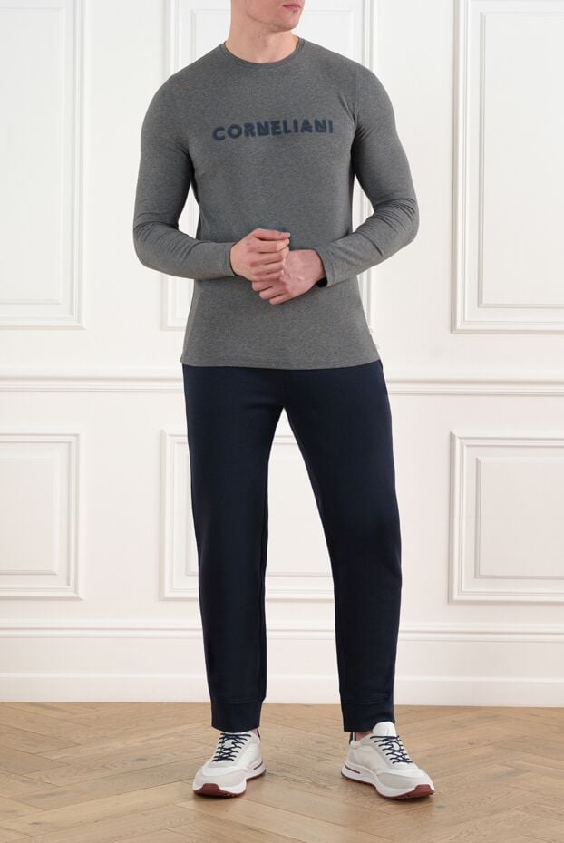 Corneliani men's gray cotton sweatshirt with logo 186628 - photo 2