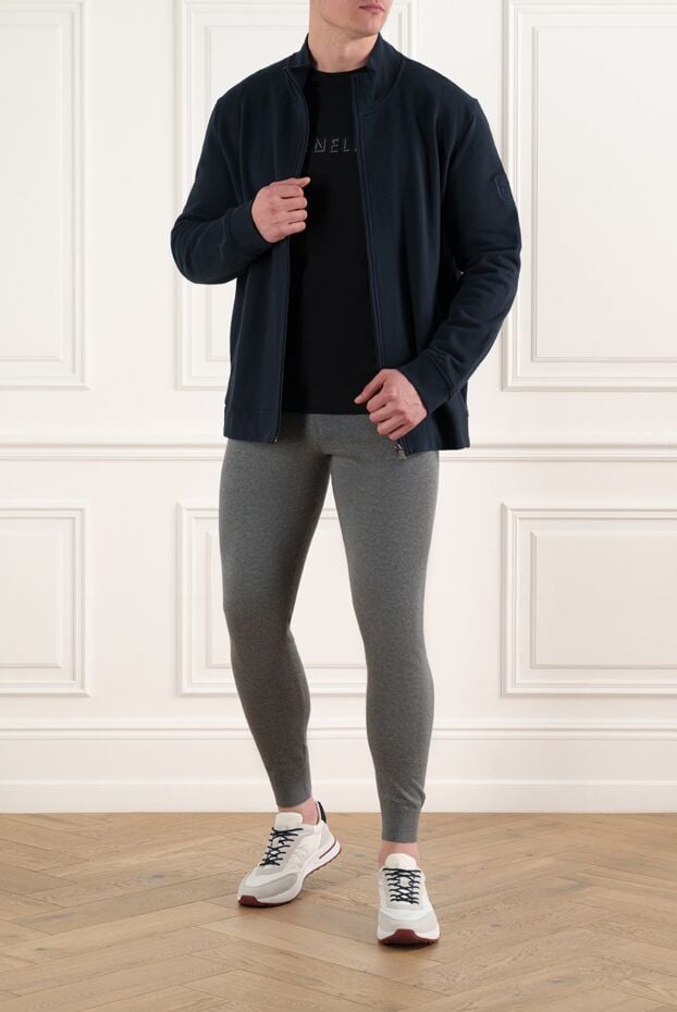 Corneliani вільна спортивна кофта з синім бавовною логотипом 186640 - фото 2