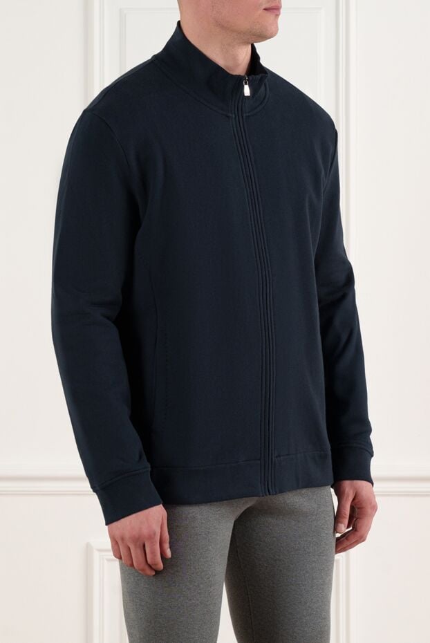 Corneliani вільна спортивна кофта з синім бавовною логотипом 186640 - фото 3