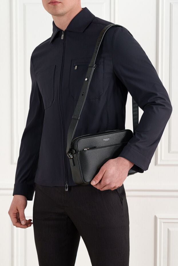 Serapian east west messenger bag in cachemire leather, black 186657 - photo 3