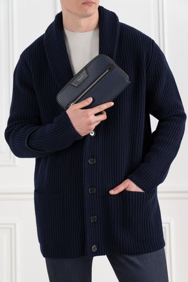 Serapian clutch in ocean blue stepan with black leather details 186659 - photo 2