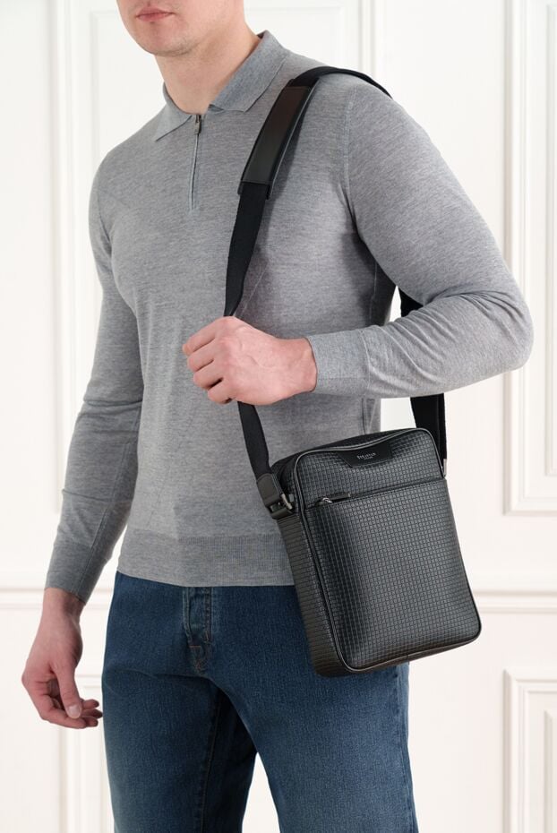 Serapian north south messenger shoulder bag in stepan finish black 186669 - photo 2