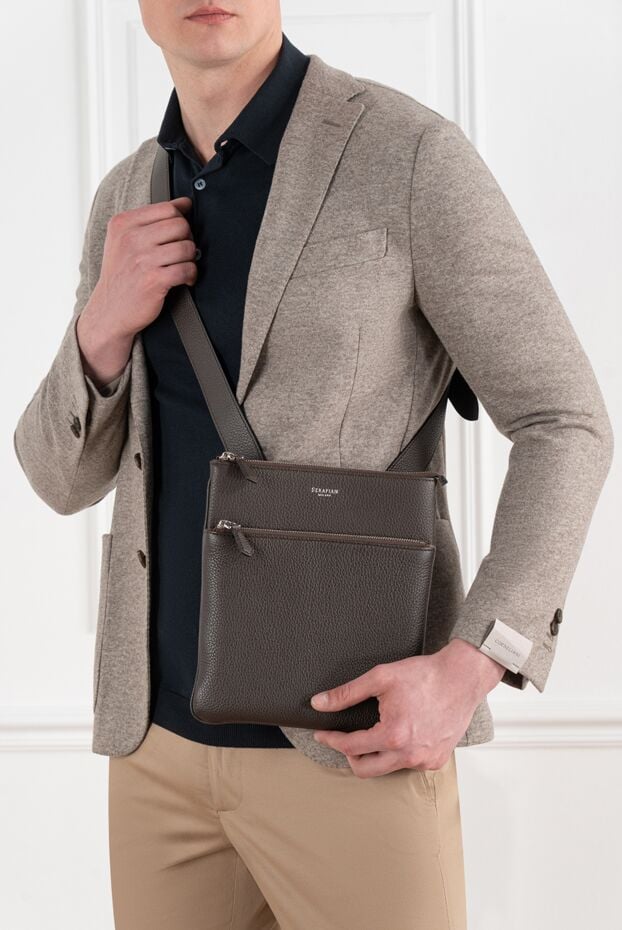 Serapian flat men's bag made of cachemire leather, brown 186670 - photo 2