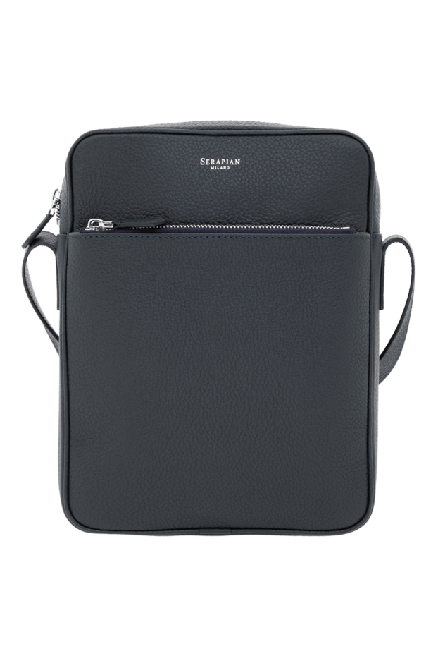 Serapian north south messenger bag in cachemire leather blue 186671 - photo 1