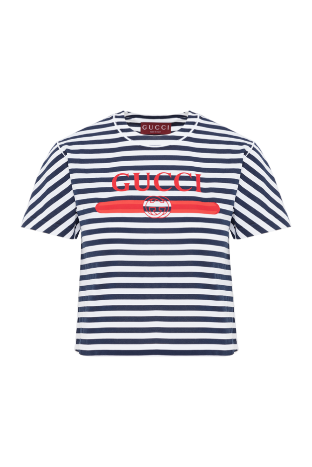 Gucci полосатая футболка из хлопка белая женская 186686 - фото 1