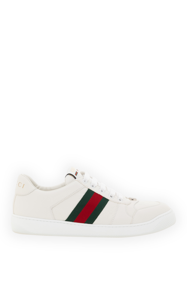 Gucci женские кроссовки screener из кожи белого цвета 186687 - фото 1