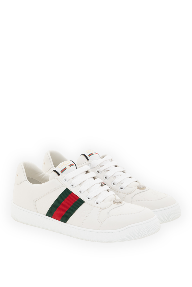 Gucci женские кроссовки screener из кожи белого цвета 186687 - фото 3