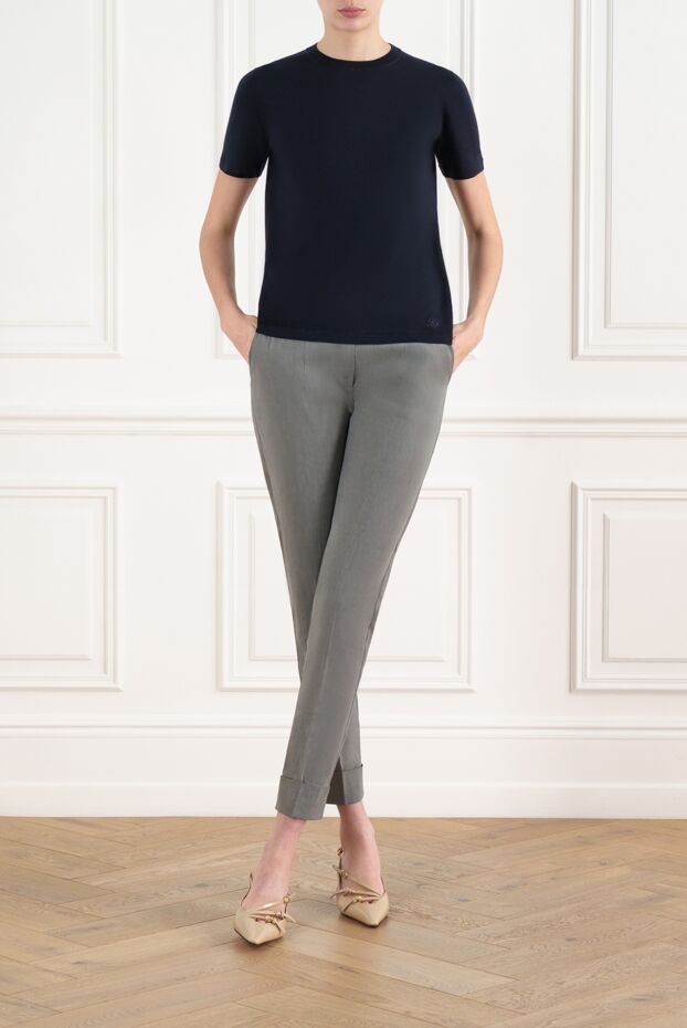 Loro Piana women's blue cotton t-shirt with logo 186710 - photo 2