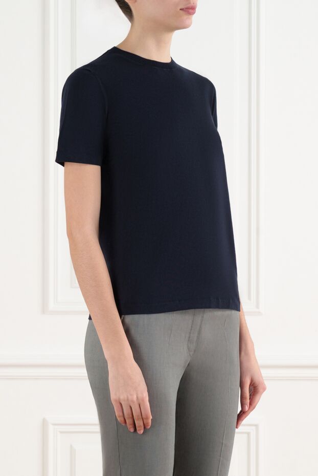 Loro Piana women's blue cotton t-shirt with logo 186710 - photo 3