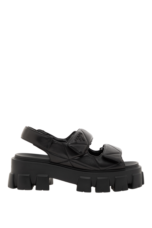 Quilted black leather sandals for women - photo 1