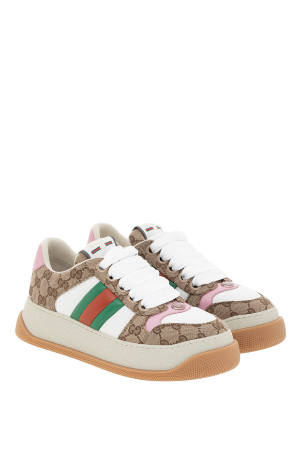 Gucci кроссовки screener с web полосками на высокой подошве 186741 - фото 3