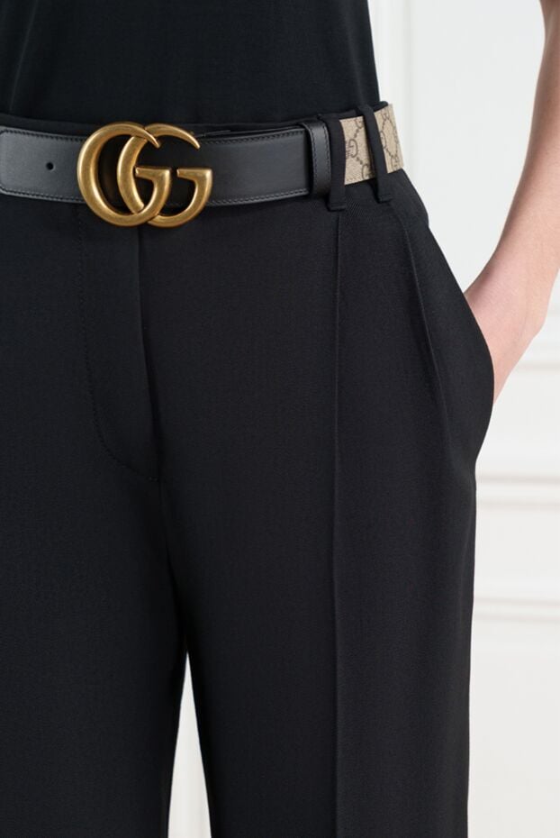 Gucci женский бежевый двусторонний ремень gg marmont 186748 - фото 2