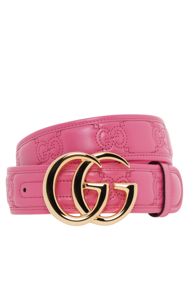 Gucci розовый женский ремень с золотой пряжкой gg 186749 - фото 1