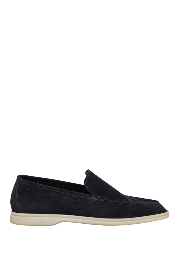 Cesare di Napoli men's dark blue suede loafers with a light sole 186771 - photo 1