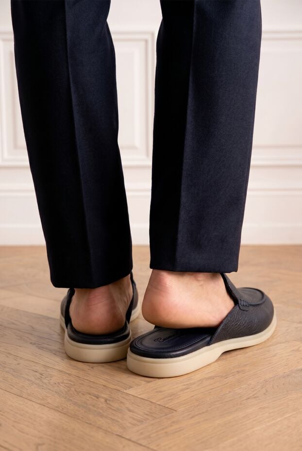 Men's black leather mules - photo 1
