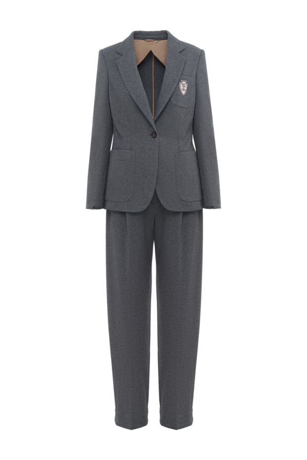 Brunello Cucinelli single-breasted jacket with logo patch and trousers, gray 186797 - photo 1