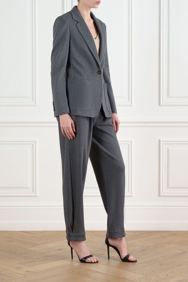 Brunello Cucinelli single-breasted jacket with logo patch and trousers, gray 186797 - photo 3