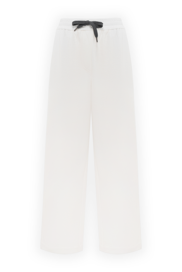 White cotton joggers for women with lace - photo 1