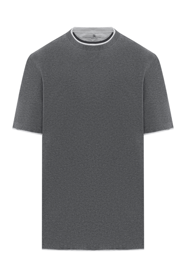 Men's dark gray cotton T-shirt with edging - photo 1
