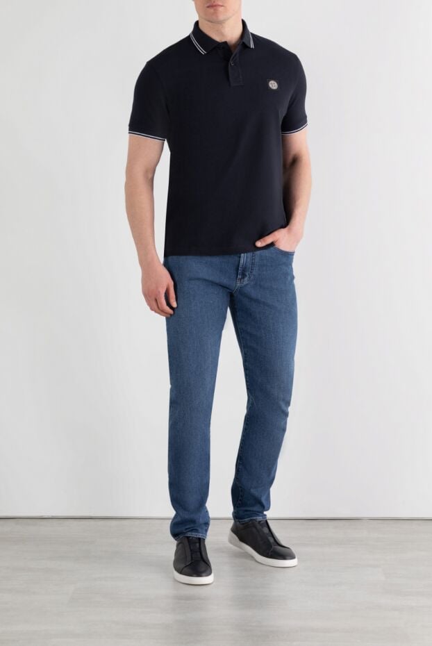 Stone Island dark blue cotton polo with logo on the chest 186852 - photo 2
